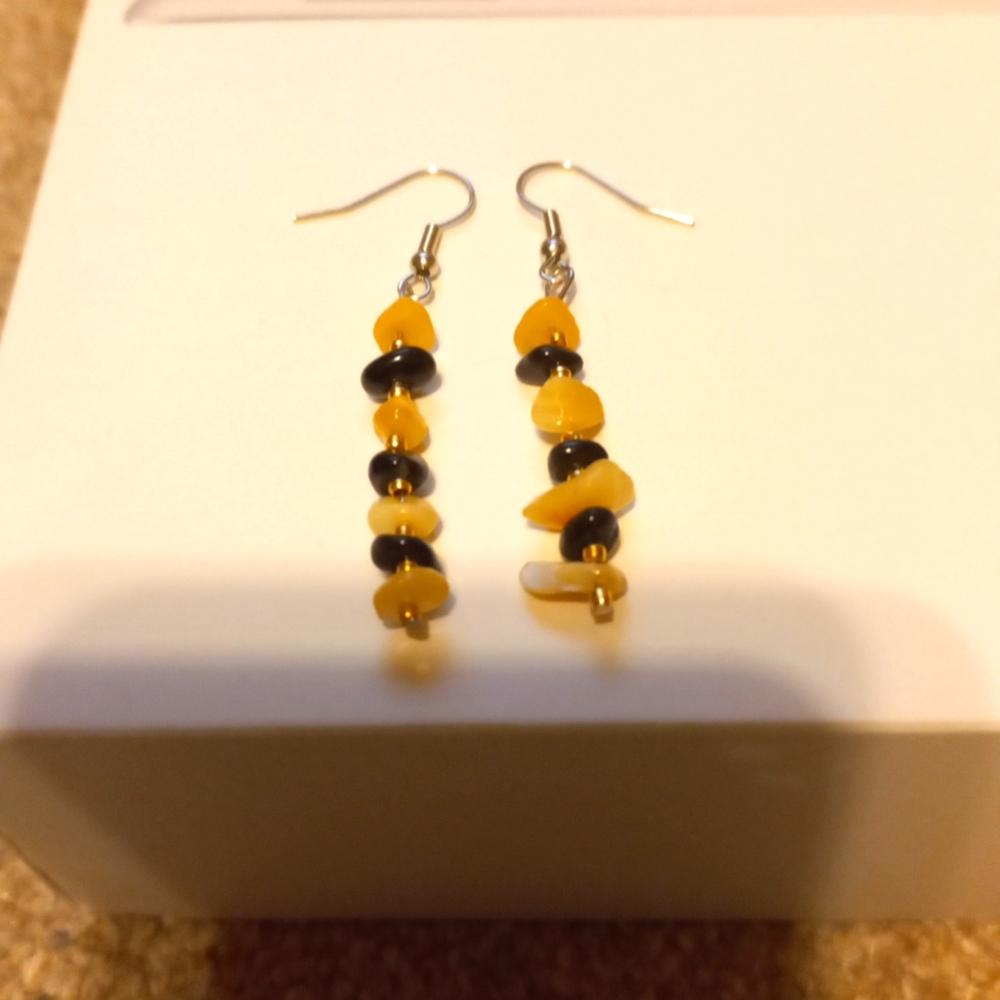 Black and white stone earrings